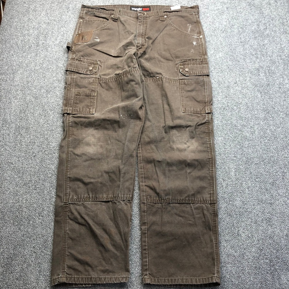 Wrangler Riggs Workwear Men Brown Ripstop Cargo Pants 38x32
